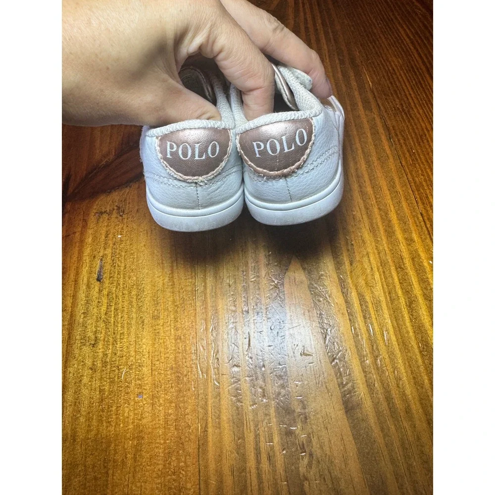 Polo Ralph Lauren Theron IV PS White Rose Gold Toddler Girls Sneakers Size 6